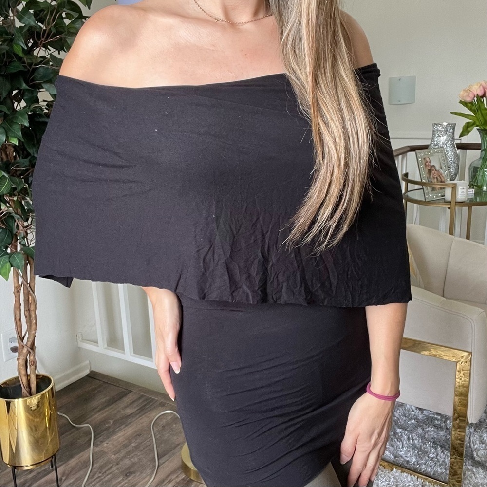 Bailey 44 Women’s Black Off Shoulders Sleeveless Bodycon Fitted Top Shirt Size M